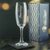 Engraved Happy Anniversary Champagne Glass, Any Message, 7.5oz Imperial, Script Design
