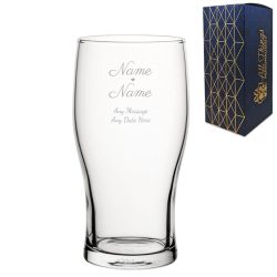 Engraved Wedding Pint Glass, Gift Boxed