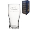 Engraved Merry Christmas Pint Glass, Gift Boxed