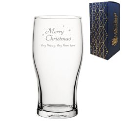Engraved Merry Christmas Pint Glass, Gift Boxed