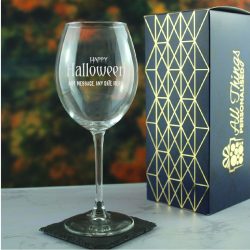 Engraved Happy Halloween Enoteca Wine Glass, Gift Boxed