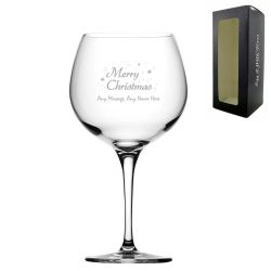 Engraved Merry Christmas Gin Balloon, Gift Boxed