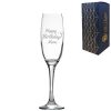Engraved Happy Birthday champagne flute, Gift Boxed