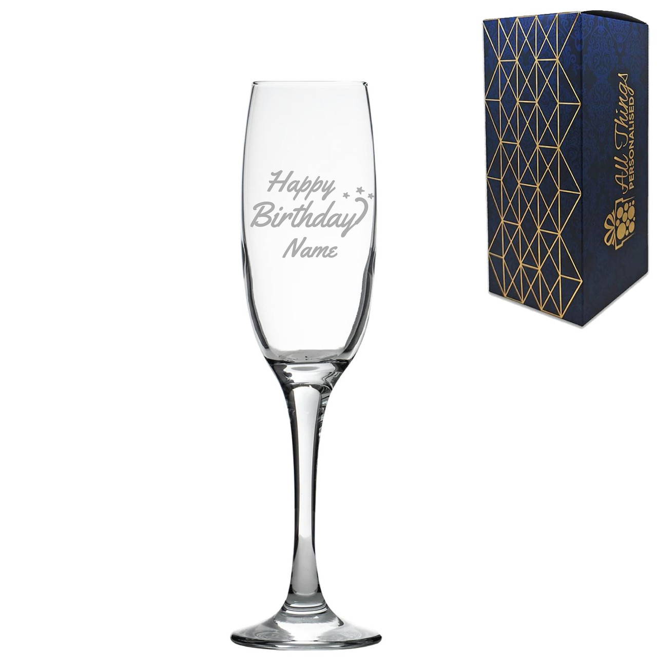 Champagne flute Personalized engraved initials and first names