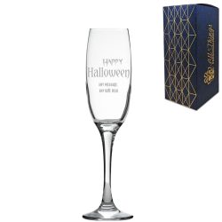 Engraved Happy Halloween champagne flute, Gift Boxed