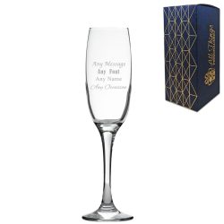 Engraved Any Message champagne flute, Gift Boxed