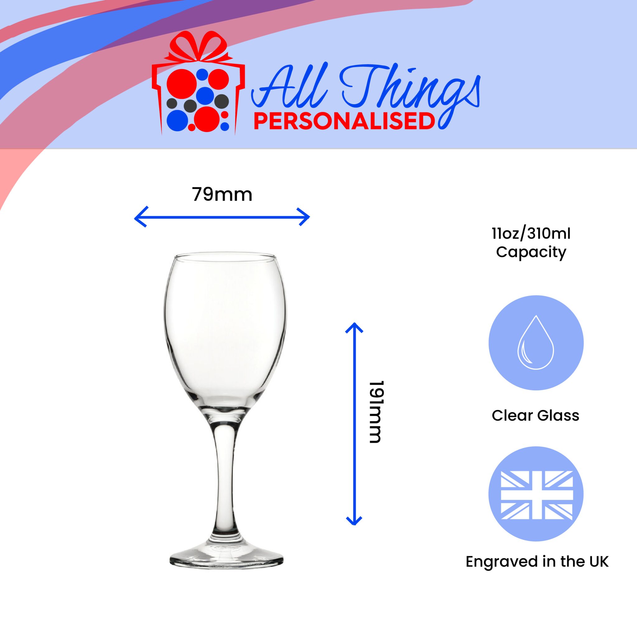 Happy Fathers Day Arrow Design Engraved Novelty Wine Glass All