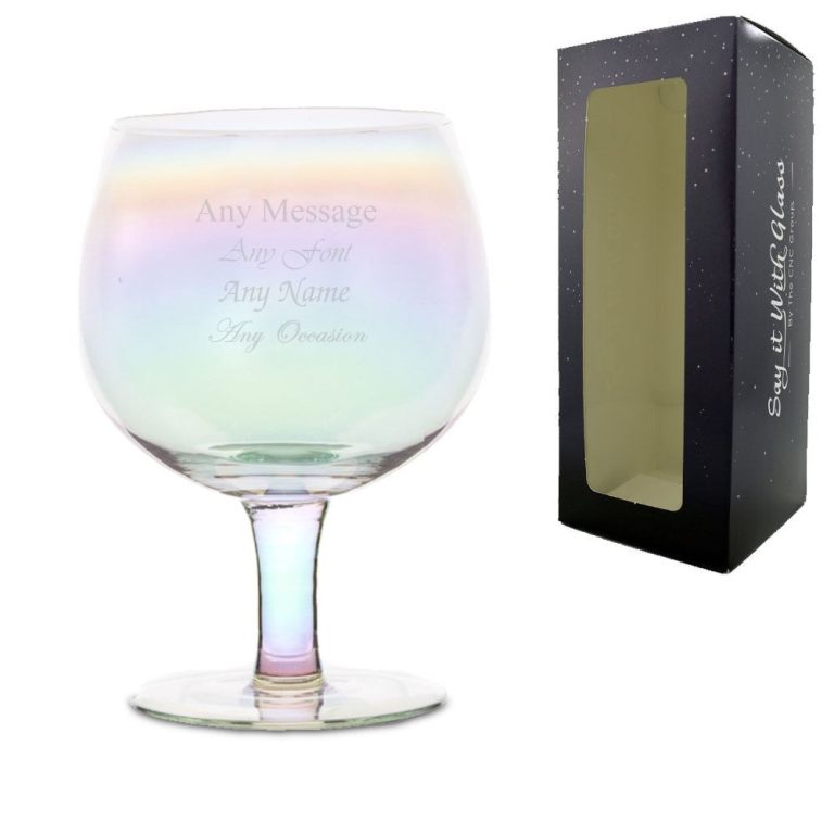 Engraved Iridescent Gin Glass All Things Personalised