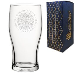 Engraved Commemorative Coronation of the King Pint Glass
