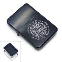 Engraved Commemorative Coronation of the King Black Lighter