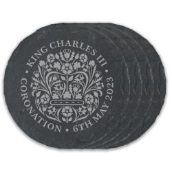 Engraved Commemorative Coronation of the King Set of 4 Slate Coasters