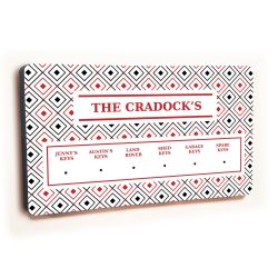 Personalised Novelty 6 hook key holder - Diamond pattern