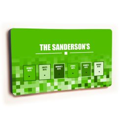 Personalised Novelty 6 hook key holder - Green Squares