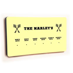 Personalised Novelty Yellow 6 hook key holder - Cross keys