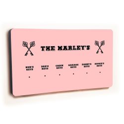 Personalised Novelty Pink 6 hook key holder - Cross keys