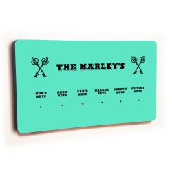 Personalised Novelty Teal 6 hook key holder - Cross keys