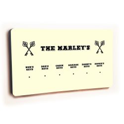 Personalised Novelty Cream 6 hook key holder - Cross keys