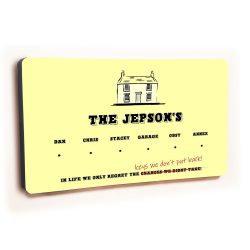 Personalised Novelty Yellow 6 hook key holder - House