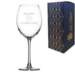 Engraved Novelty 19oz Enoteca Wine glass, Name - its wine oclock