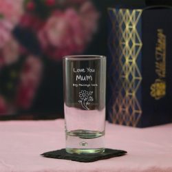 Engraved Hiball 13oz Glass With Love You Mum Flowers Design Gift Boxed