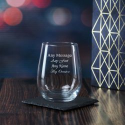 Engraved 475ml Corto Stemless Wine Glass with Gift Box
