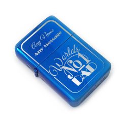 Personalised Engraved Blue Fathers Day Lighter with Worlds No1 Dad design
