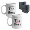 His and Hers Mug Set, The Boss and The Actual boss, 11oz/312ml Mugs