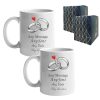Wedding Mug Set, Any Message, Wedding Rings, 11oz/312ml Mugs