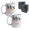 Mrs and Mrs Mug Set, Classic Font Design, Ceramic 11oz/312ml Mugs