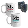 Gender Neutral Wedding Mug Set, Mx and Mx Classic Font Design