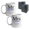 Mr and Mrs Mug Set, Classic Font Design, Ceramic 11oz/312ml Mugs