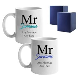 Mr and Mr Mug Set, Classic Font Design, Ceramic 11oz/312ml Mugs