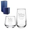 Engraved Mr and Mrs Whisky and Cocktail Set, Classic Font