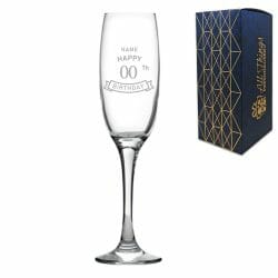 Engraved  Champagne Flute Happy 20,30,40,50... Birthday Banner