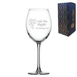 Engaved Wine Glass 19oz With Love You Mum Design Gift Boxed