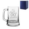 Engraved  Tankard Beer Mug Stein Happy 20,30,40,50... Birthday Handwritten Design Gift Boxed