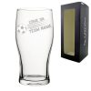 Engraved Football Pint Glass with Come On Straight Football Design