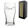 Engraved Pint Glass with Name and Heart Design
