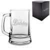 Engraved Beer Mug Tankard with Happy Birthday Name Design