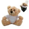 Light Brown Teddy Bear Toy with T-shirt with Newborn Baby Design in Blue