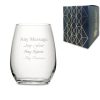 Engraved 15.5oz Stemless White Wine Glass