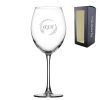 Engraved 19oz Enoteca wine glass with wreath design - any Initials