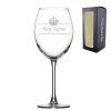 Engraved Novelty 19oz Enoteca Wine glass, Name and crown