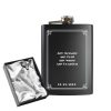 Engraved 8oz Black Hip flask with Formal border