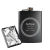 Engraved 8oz Black Hip flask with Circle border
