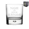 Engraved "Name of House Surname" Novelty Whisky Tumbler With Gift Box