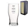 Engraved Pint Glass with One More Game Name Design