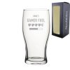 Engraved Pint Glass with Name's Gamer Fuel Hearts Design, Gift Boxed, Personalise with any name for any gamer