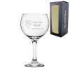 Engraved Gin Glass 22.5oz With Love You Mum Flower Design Gift Boxed
