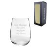 Engraved 475ml Corto Stemless Wine Glass with Gift Box
